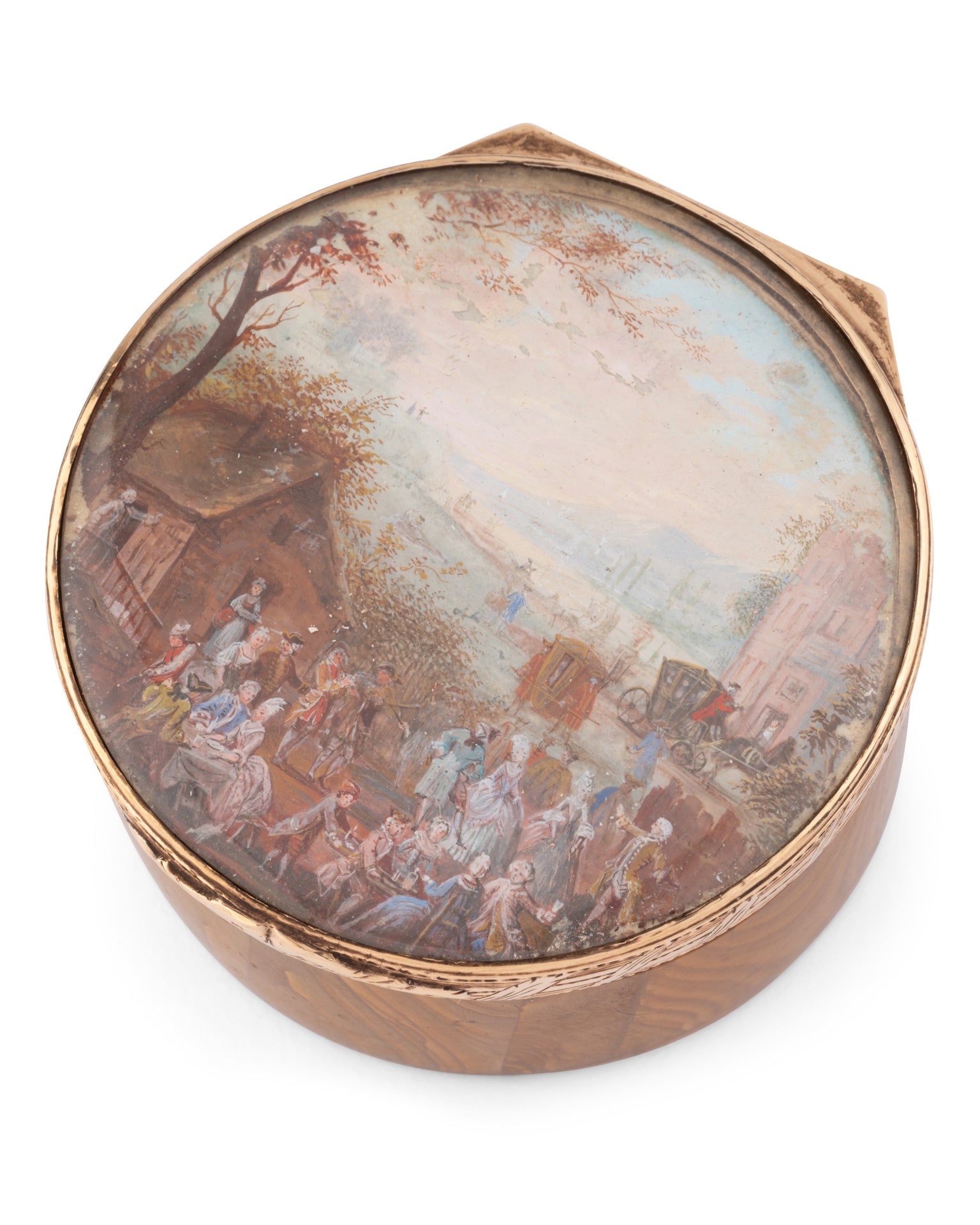 Boite en Paésine, fin XVIII ème, Or et Miniature