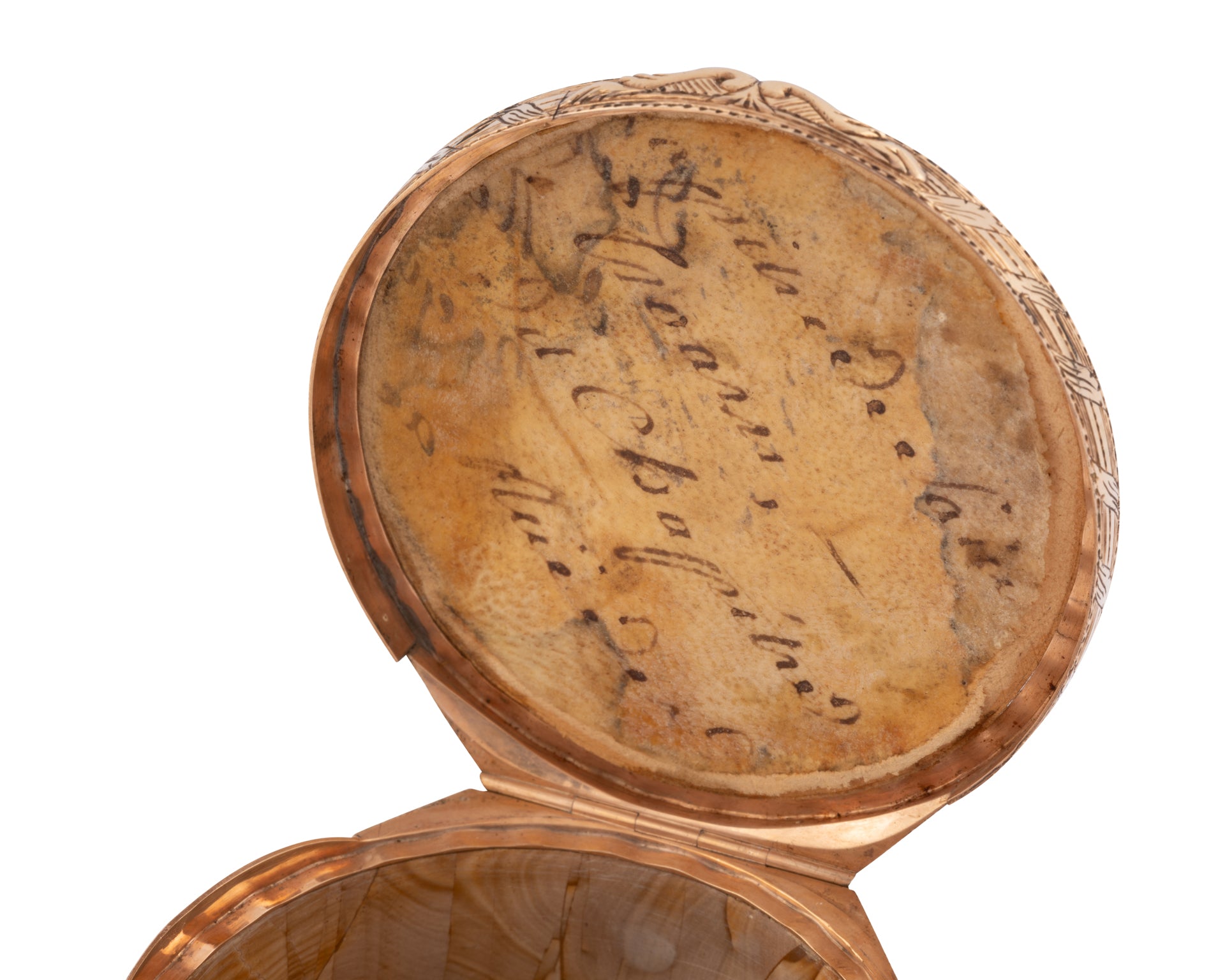 Paesina box, late 18th century, gold and miniature