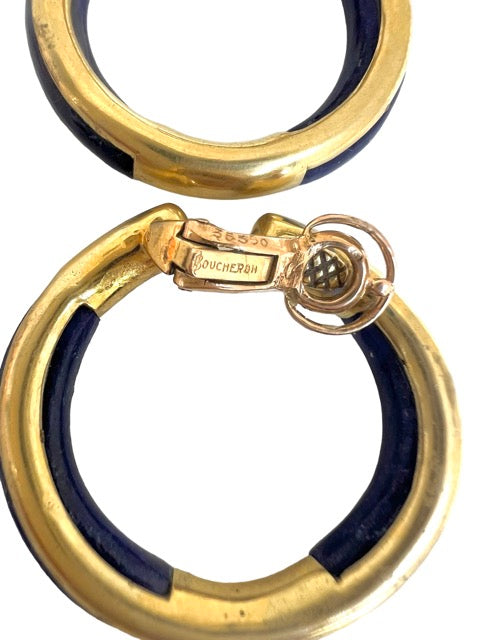 Boucheron Vintage, Gold Hoop Earrings, Lapis Lazuli