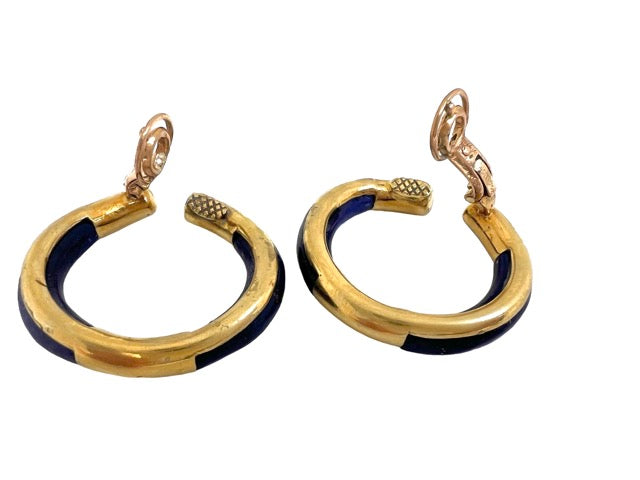 Boucheron Vintage, Gold Hoop Earrings, Lapis Lazuli