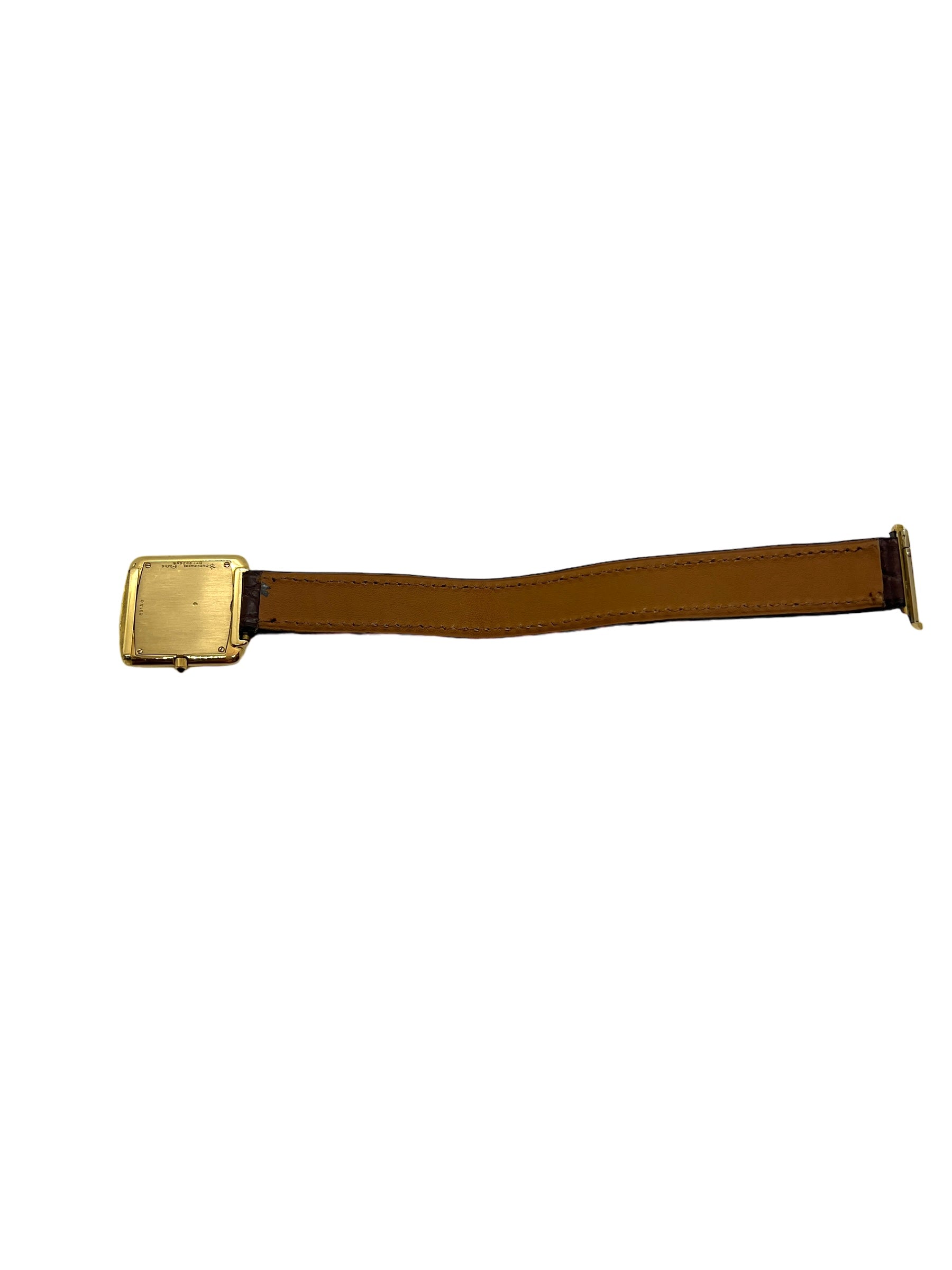 Boucheron, extra-flat gold watch on vintage leather