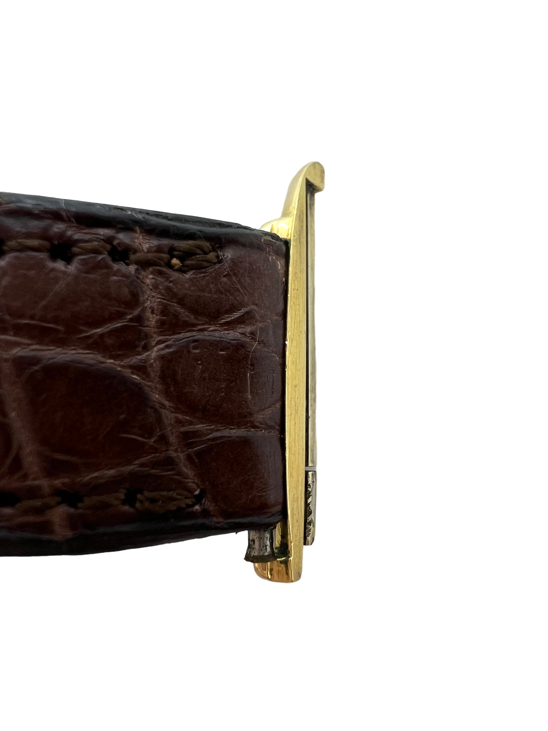 Boucheron, extra-flat gold watch on vintage leather