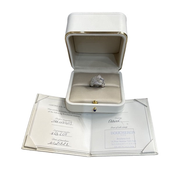 Boucheron ring "Animal Collection Bear Nanook" diamonds white gold moonstone full set