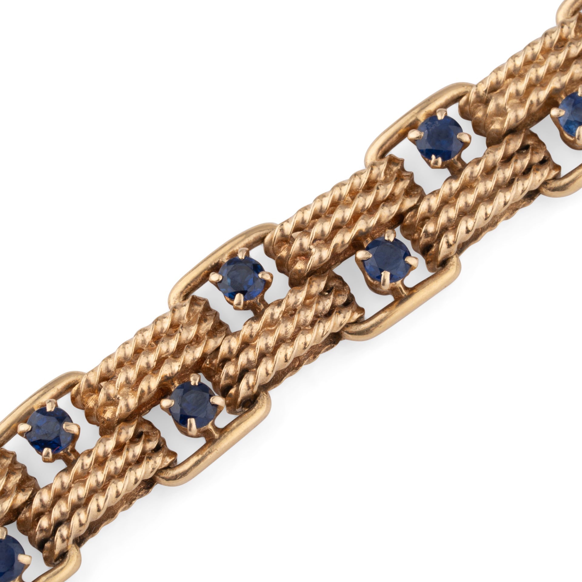 Boucheron, 18K chiseled yellow gold and sapphire bracelet