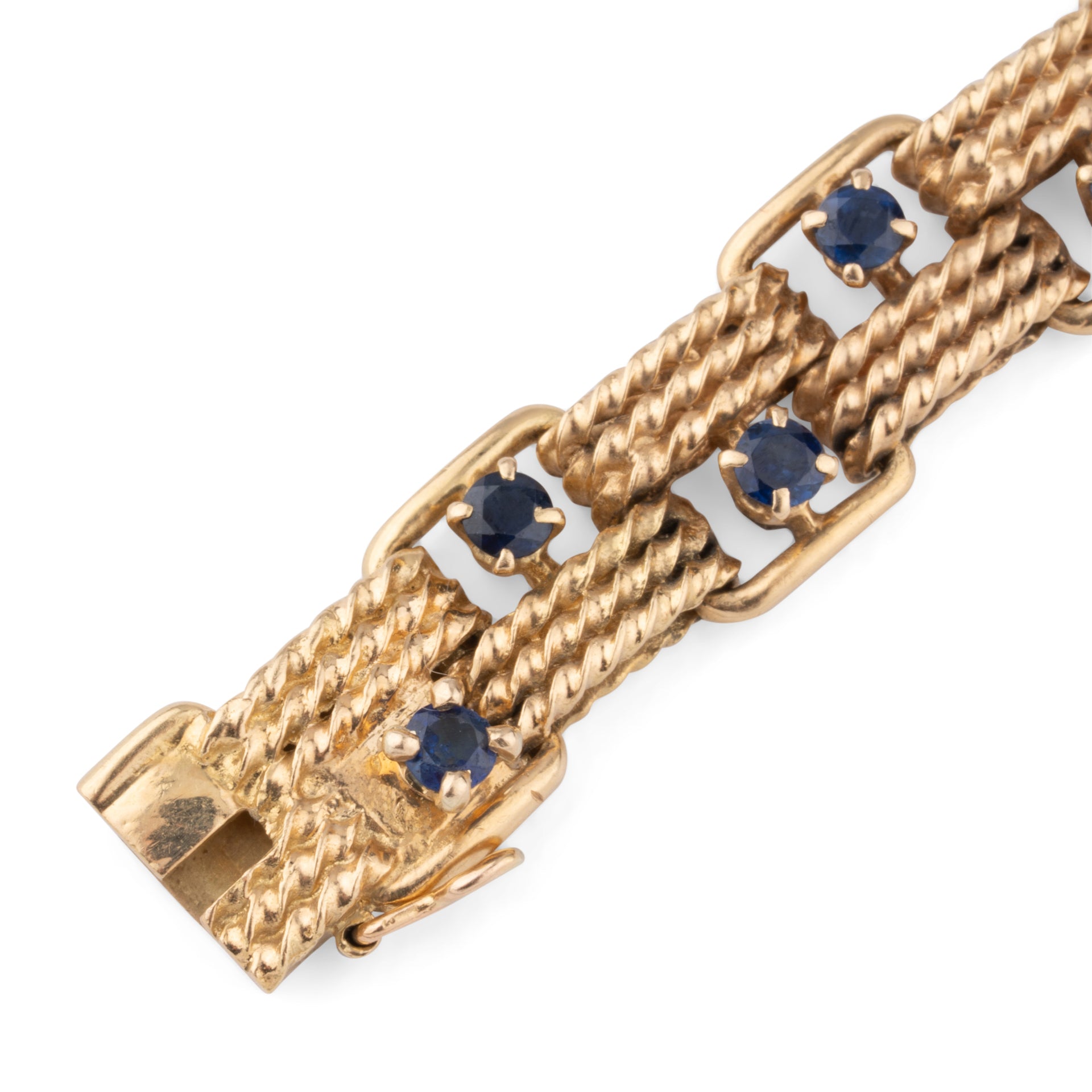 Boucheron, 18K chiseled yellow gold and sapphire bracelet