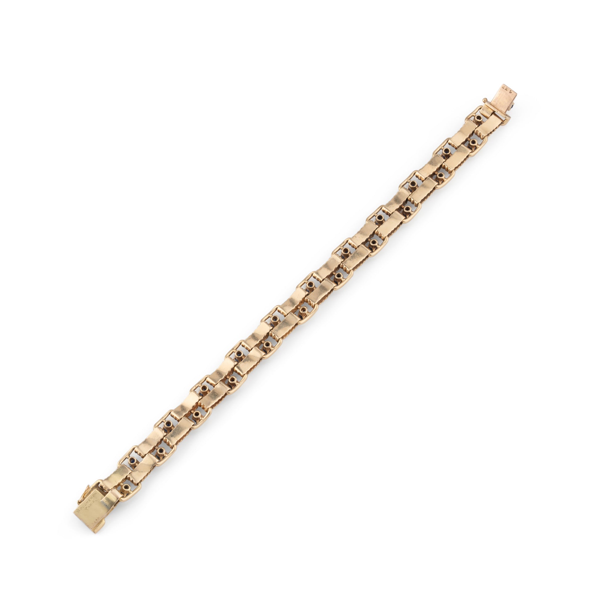 Boucheron, 18K chiseled yellow gold and sapphire bracelet
