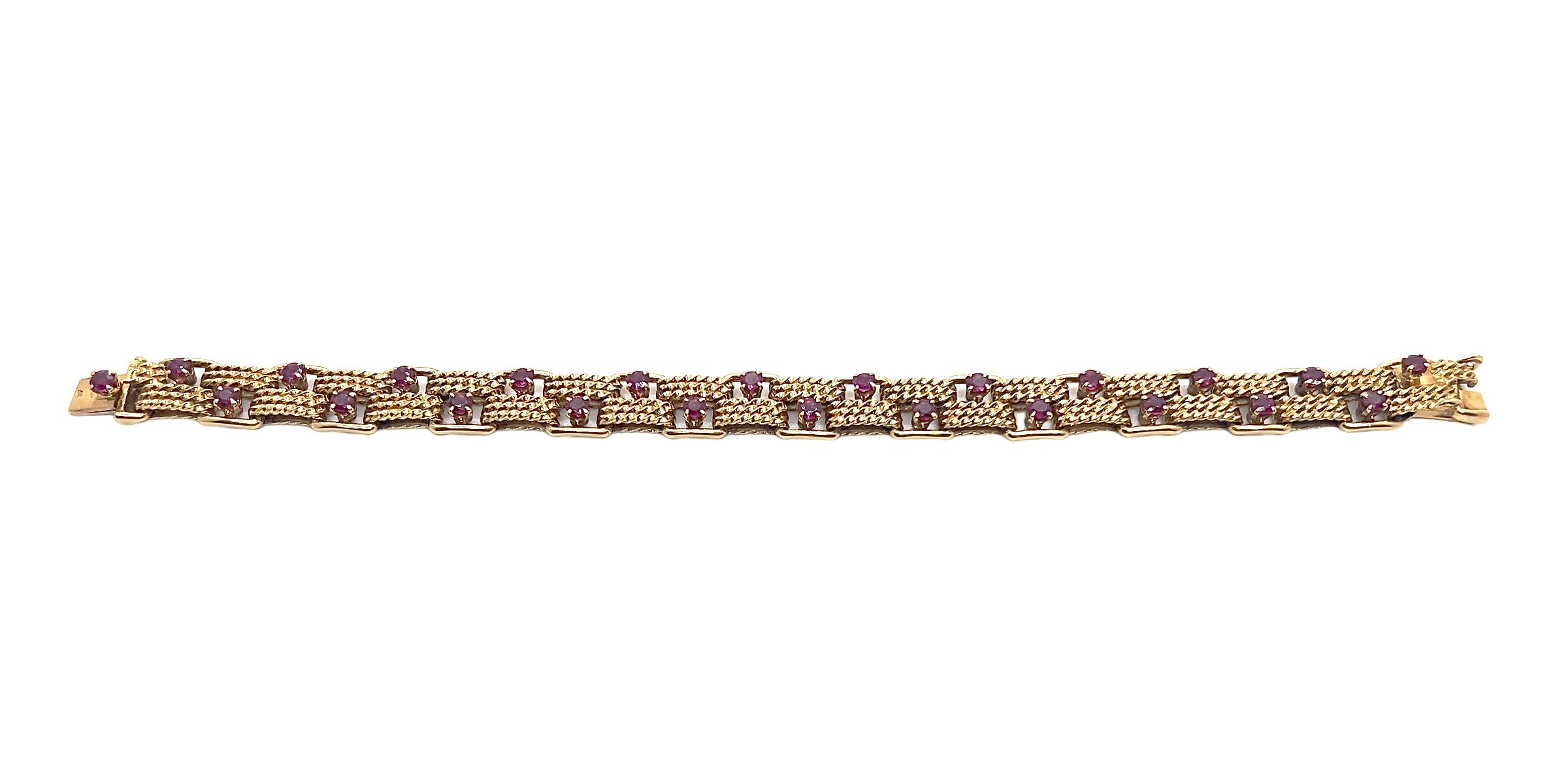 Boucheron, bracelet vintage en or jaune 18K orné de rubis