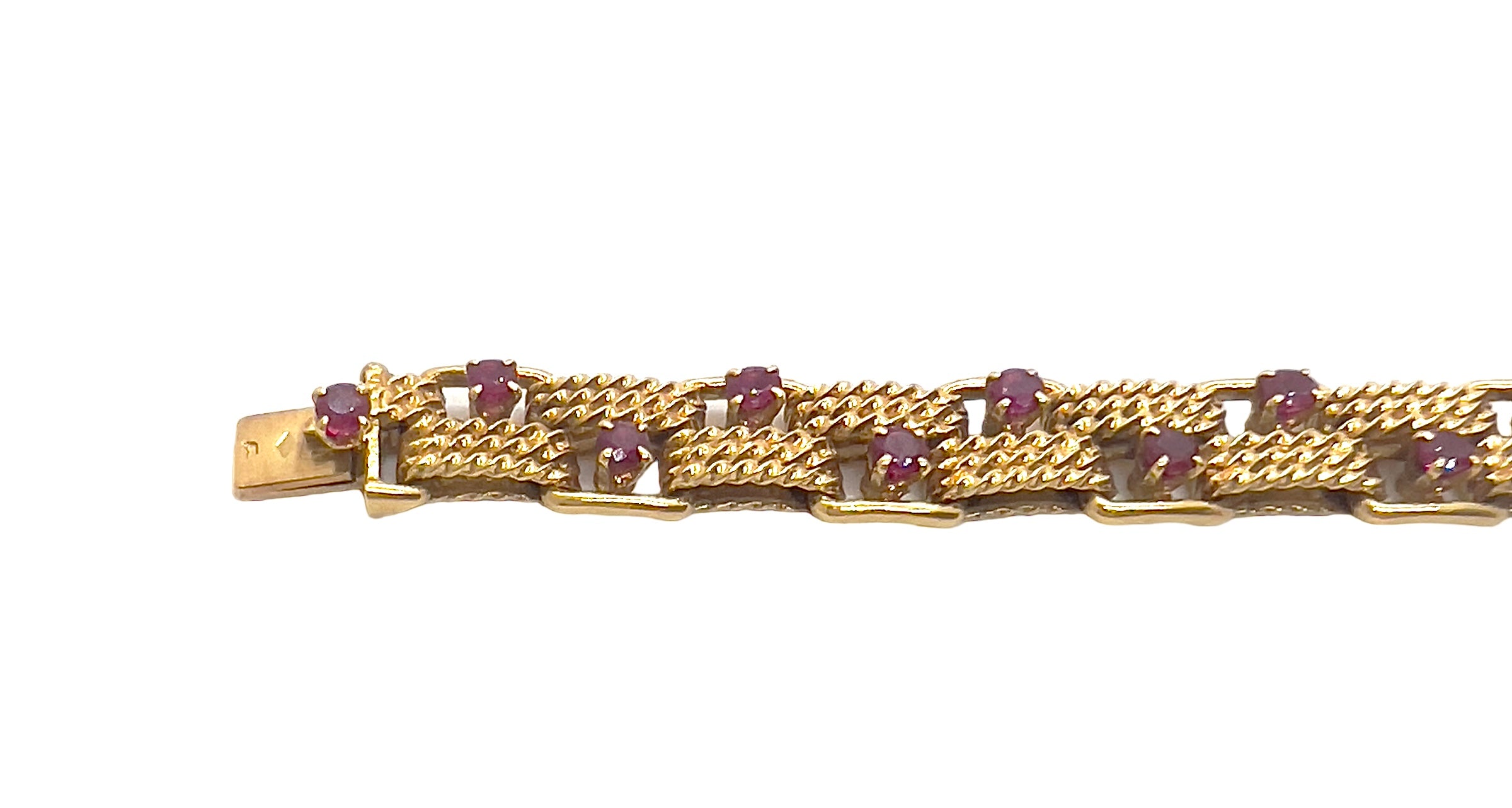 Boucheron, bracelet vintage en or jaune 18K orné de rubis