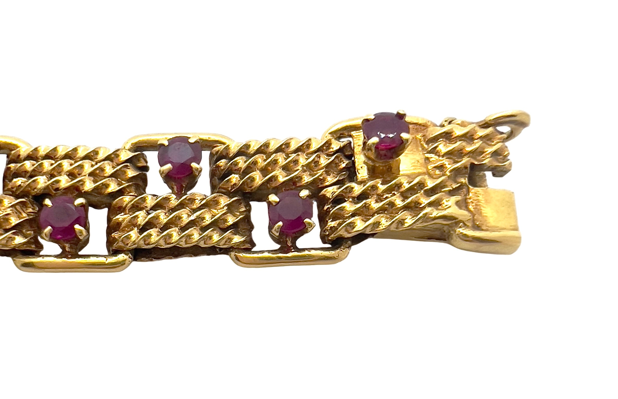 Boucheron, bracelet vintage en or jaune 18K orné de rubis