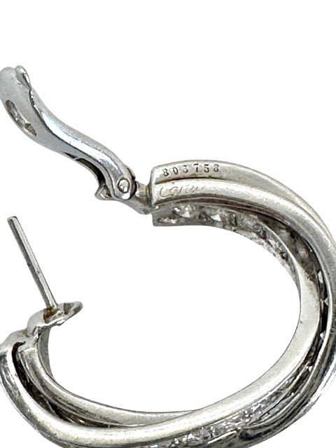 Boucles d'oreilles Cartier Trinity or blanc Diamants vintage - Maison Eloe