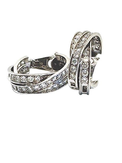 Boucles d'oreilles Cartier Trinity or blanc Diamants vintage - Maison Eloe