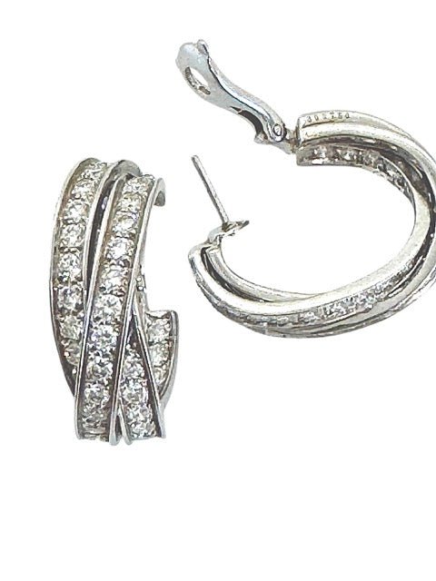 Boucles d'oreilles Cartier Trinity or blanc Diamants vintage - Maison Eloe