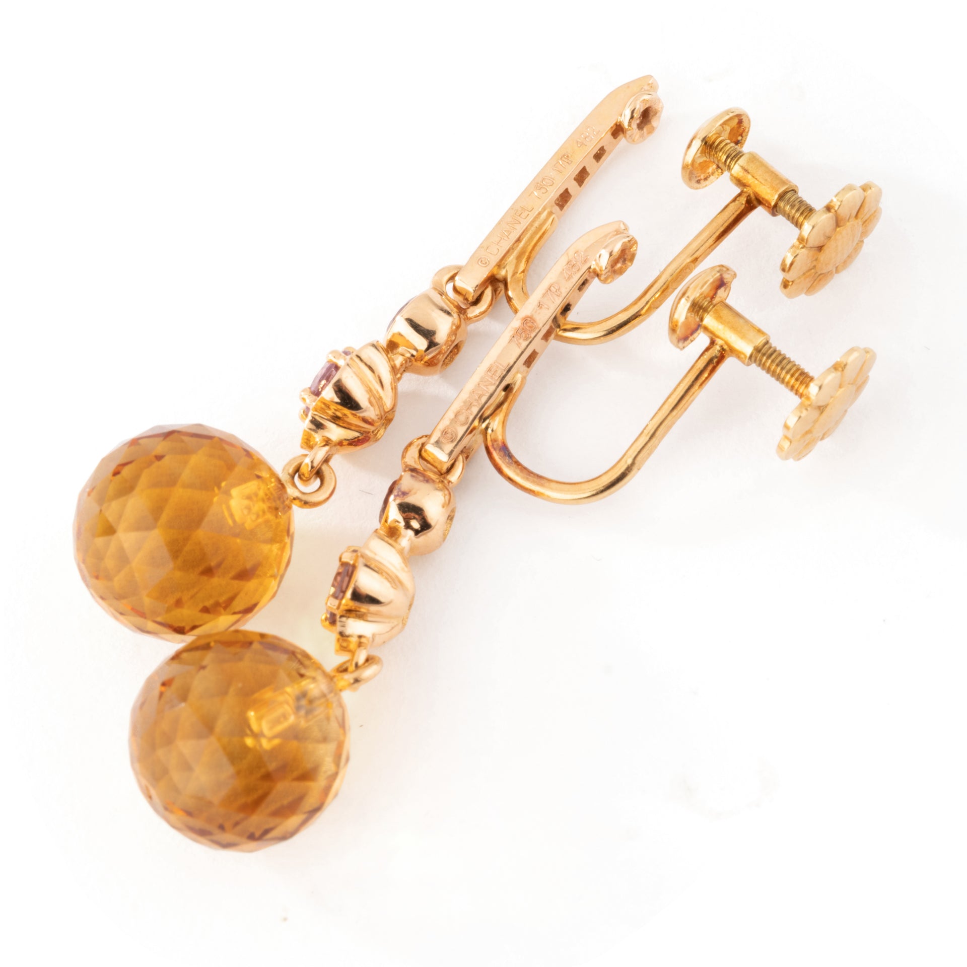 Chanel "Mademoiselle" earrings in yellow gold, citrine