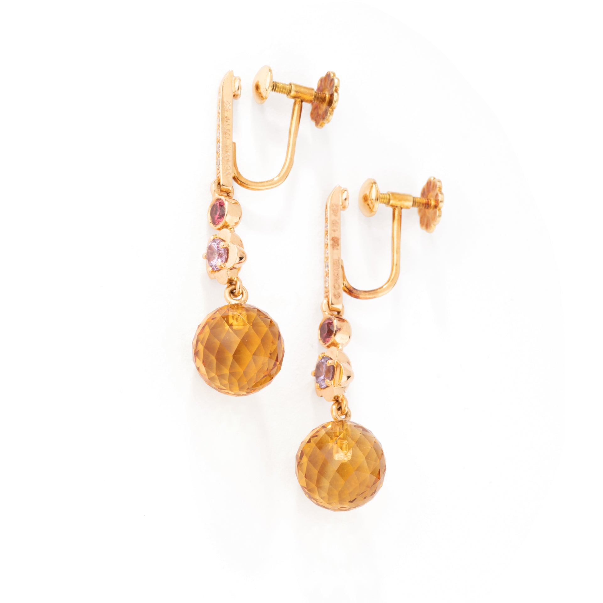 Boucles d'oreilles Chanel "Mademoiselle" en or jaune, citrine