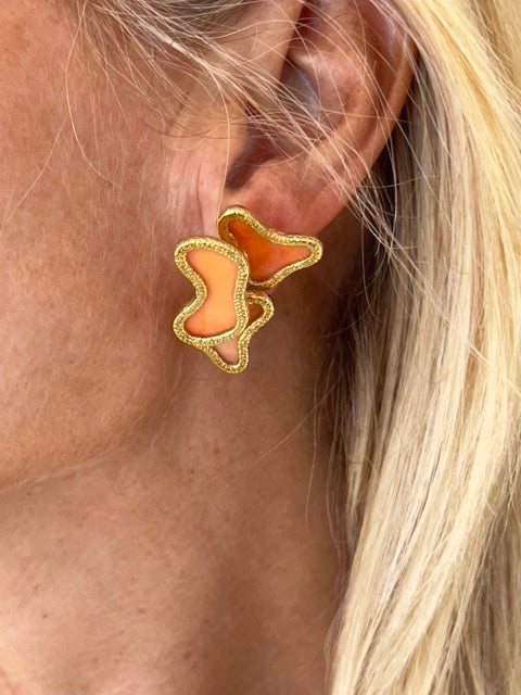 Fred, boucles d'oreilles vintage Or et Corail