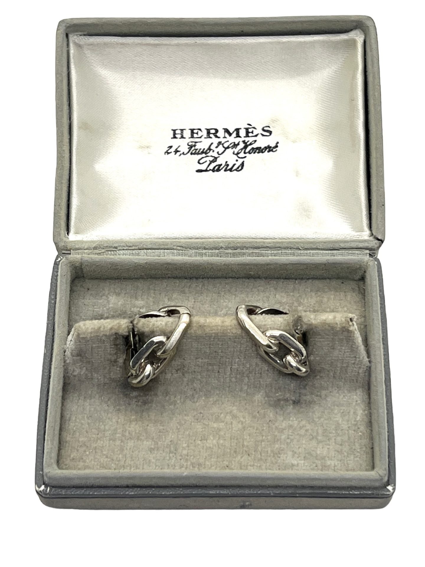 Boutons de manchette Hermès en argent par Rollang fils & Cie