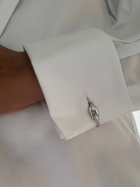 Boutons de manchette Hermès en argent par Rollang fils & Cie