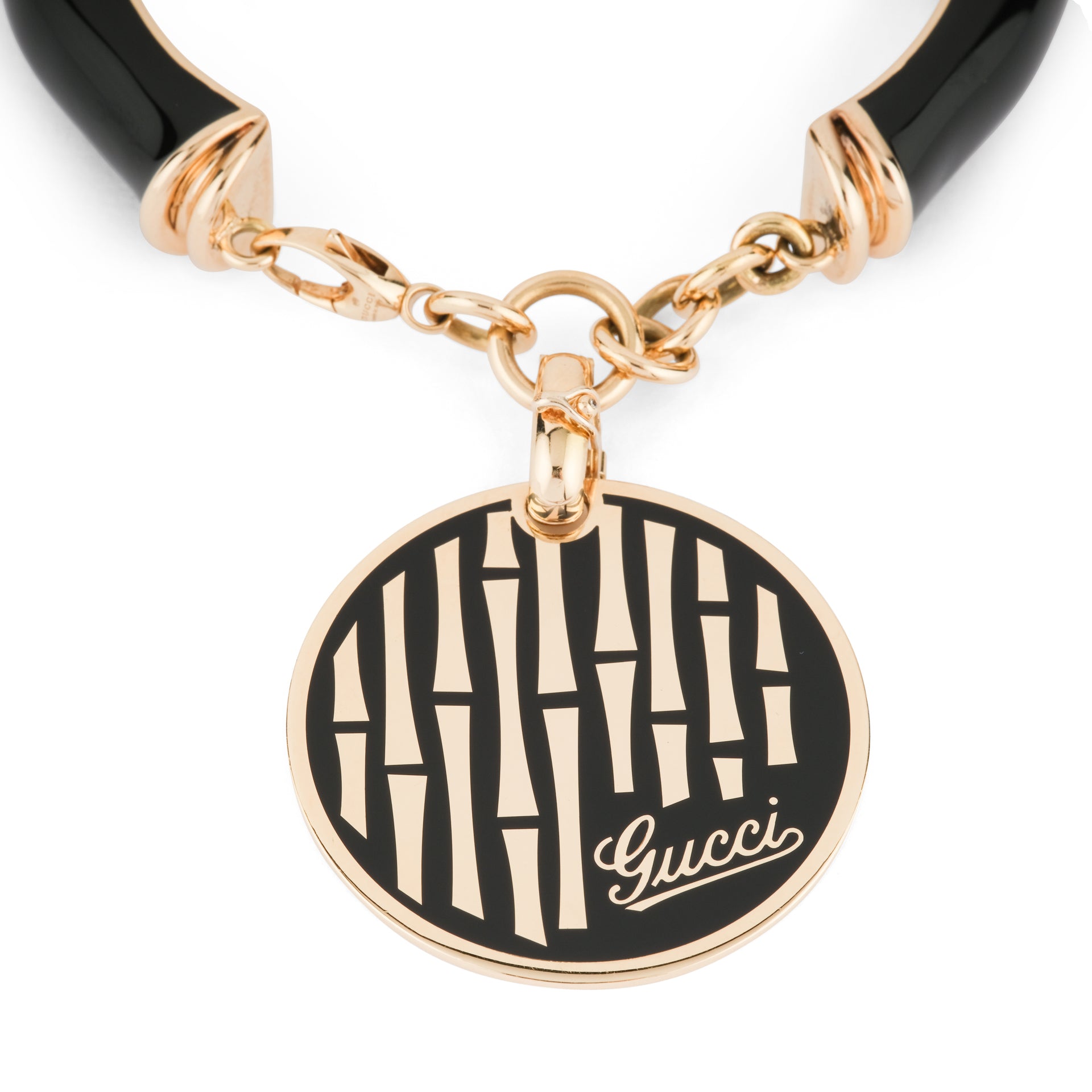 Bracelet Gucci en or jaune 18K et émail noir