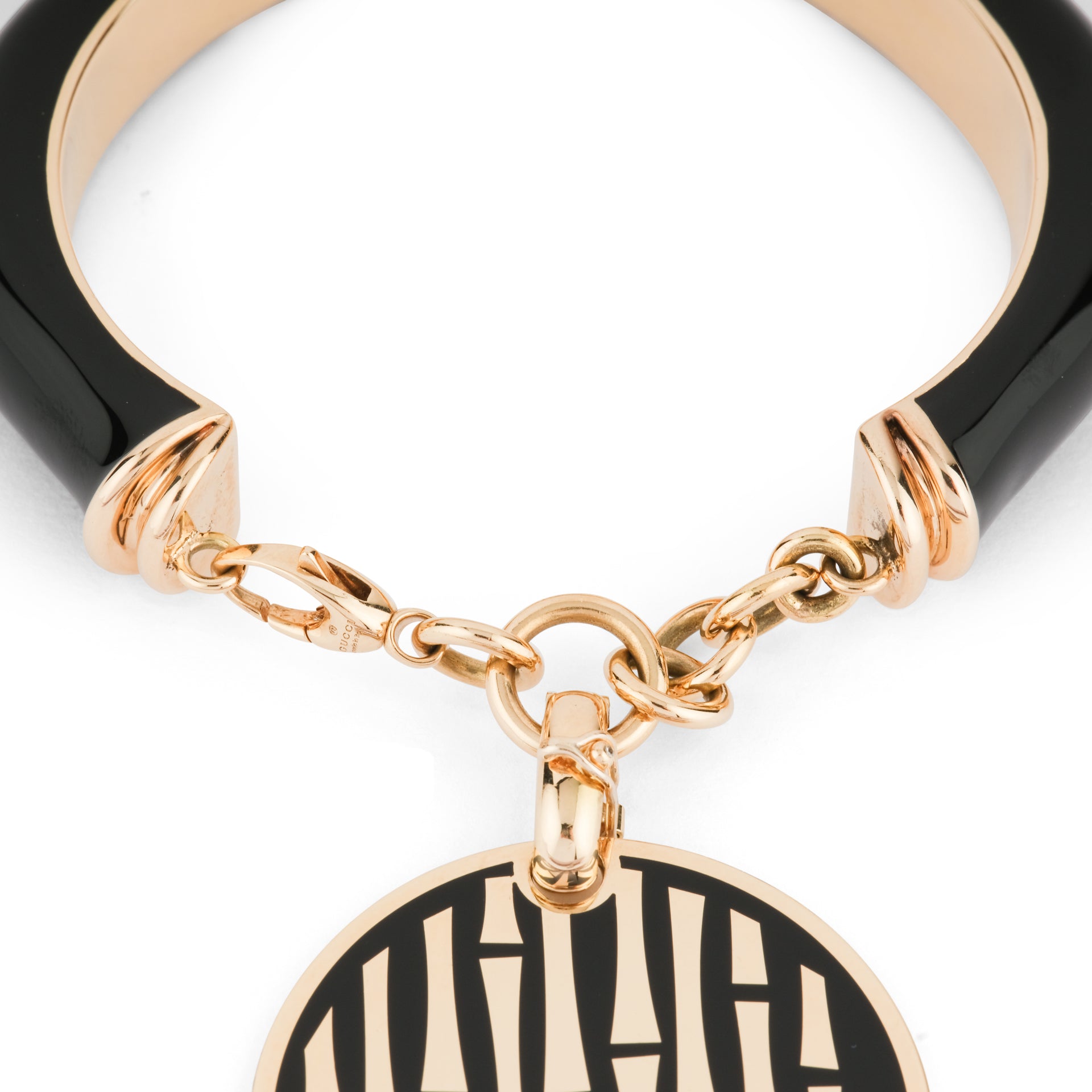 Bracelet Gucci en or jaune 18K et émail noir