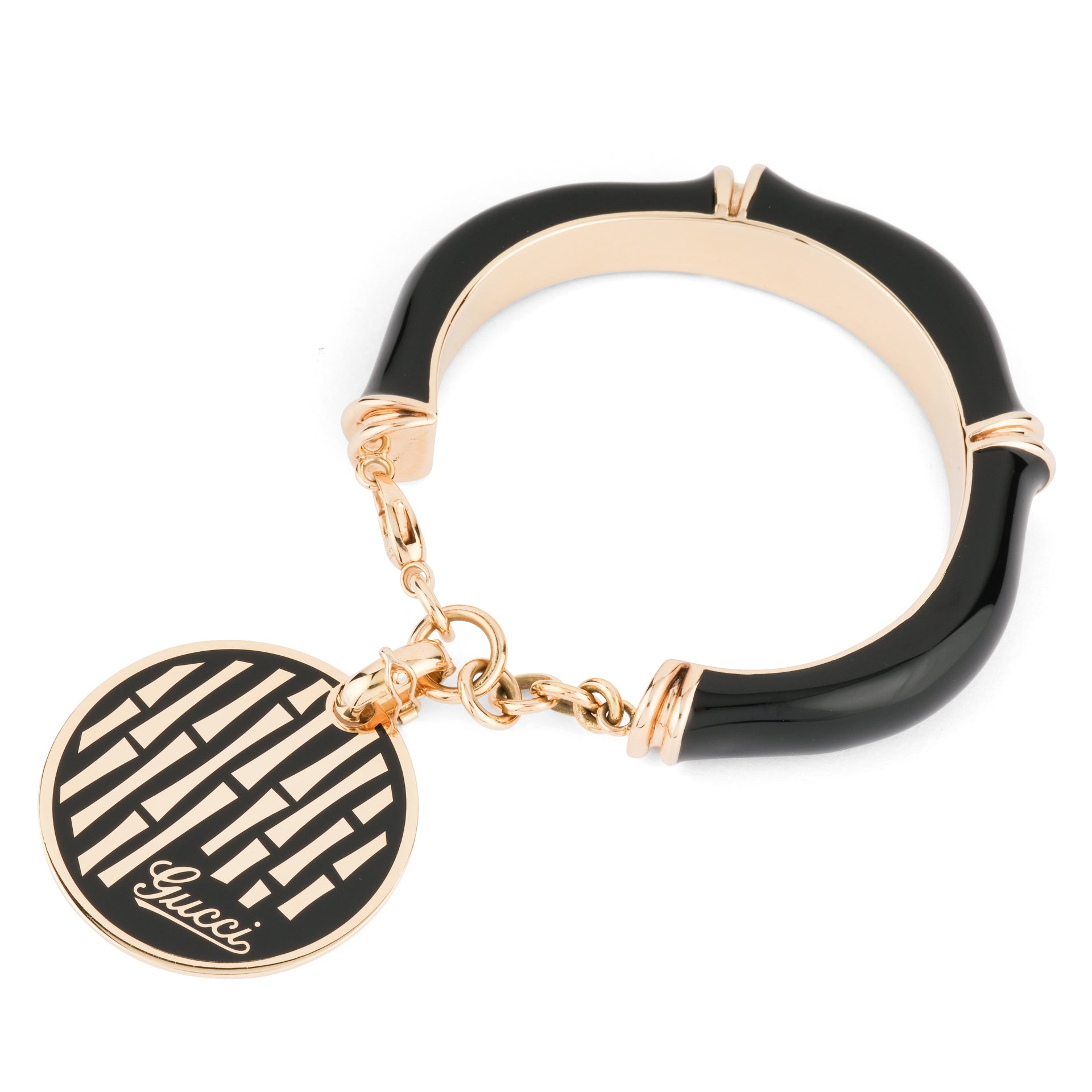 Bracelet Gucci en or jaune 18K et émail noir