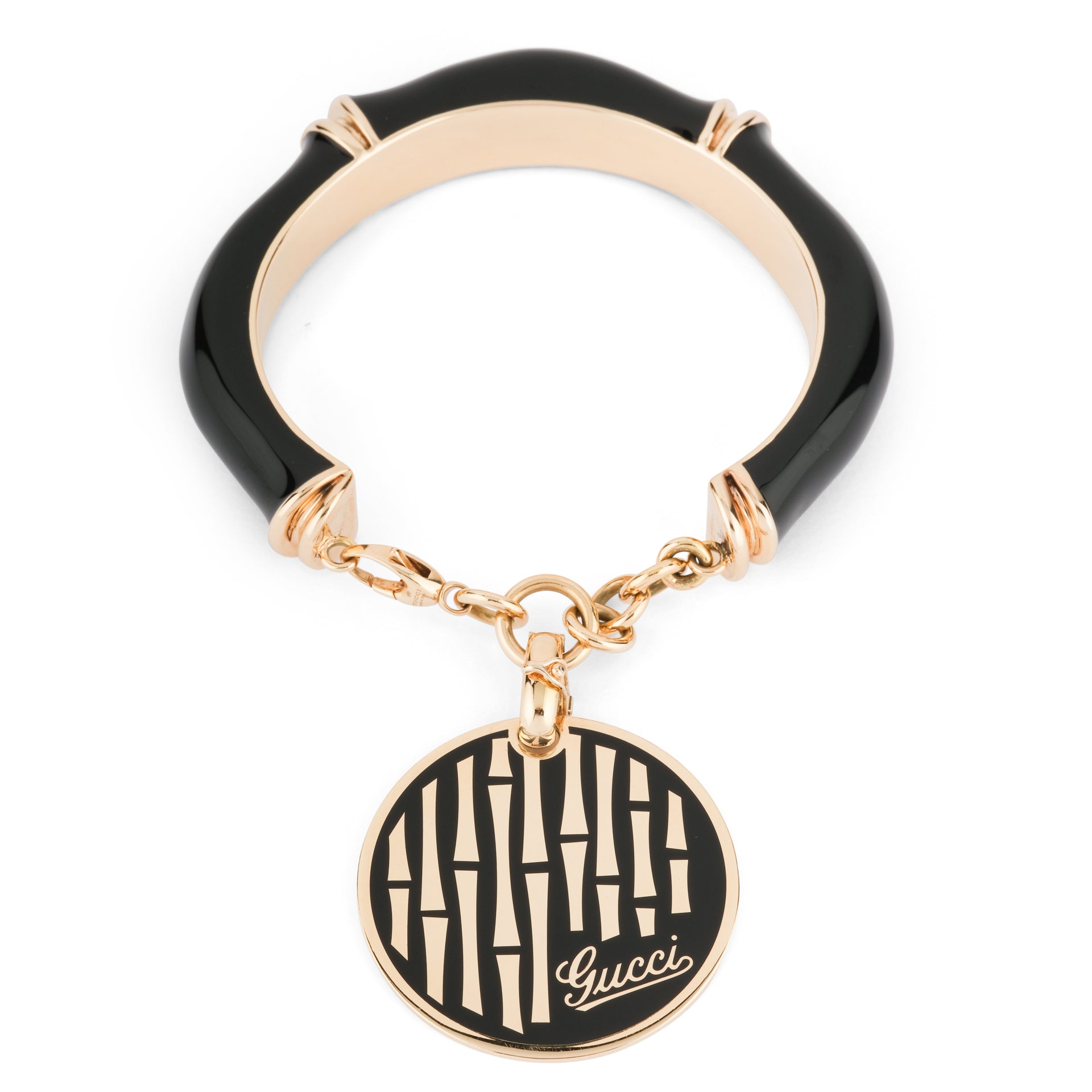 Bracelet Gucci en or jaune 18K et émail noir