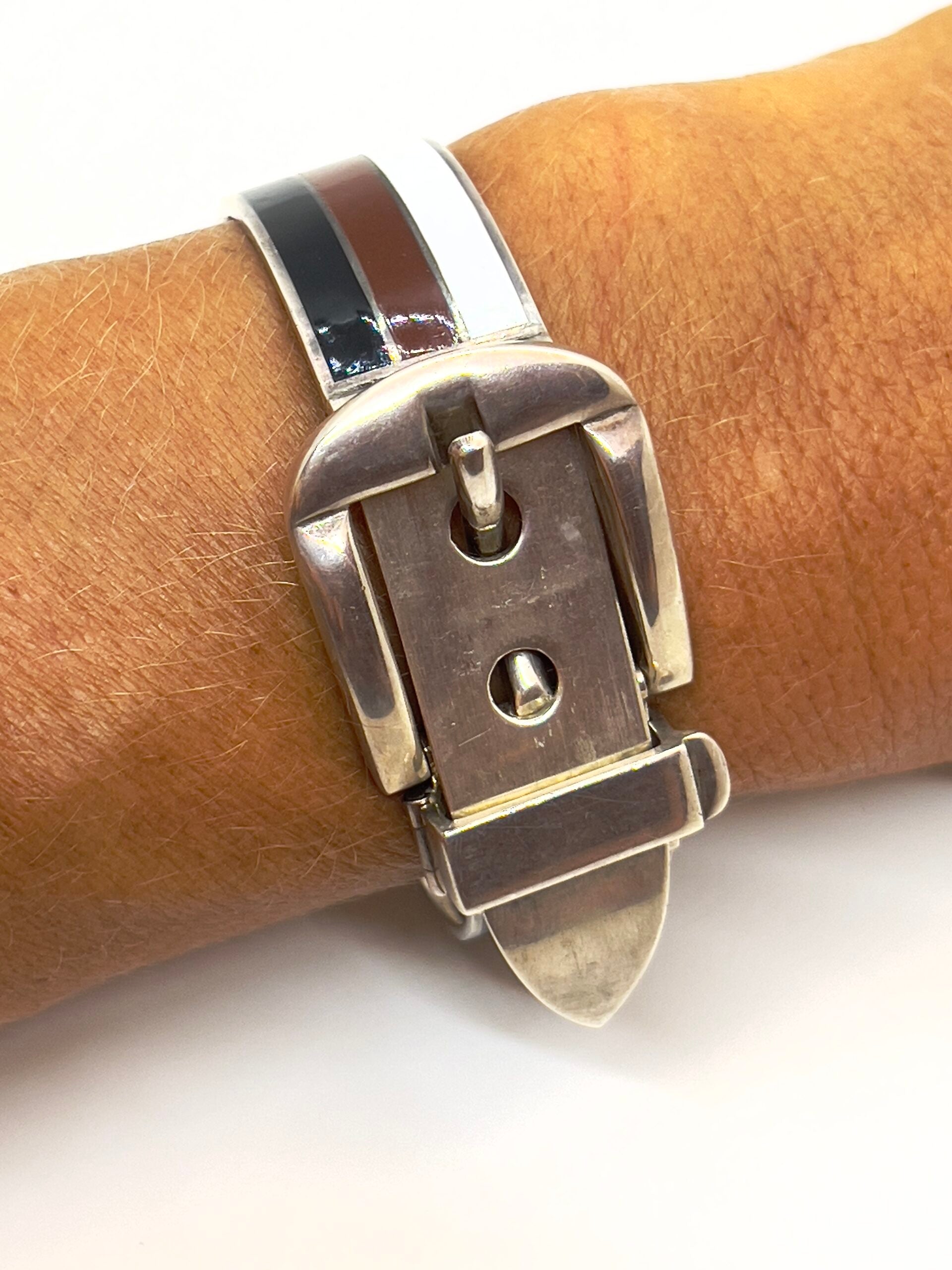 Gucci, bracelet argent et émail, vintage