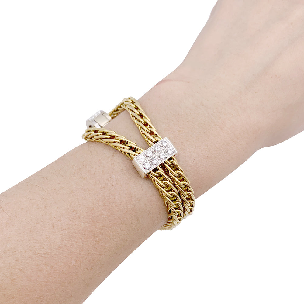 Bracelet Pomellato, "Corde", deux ors, diamants.