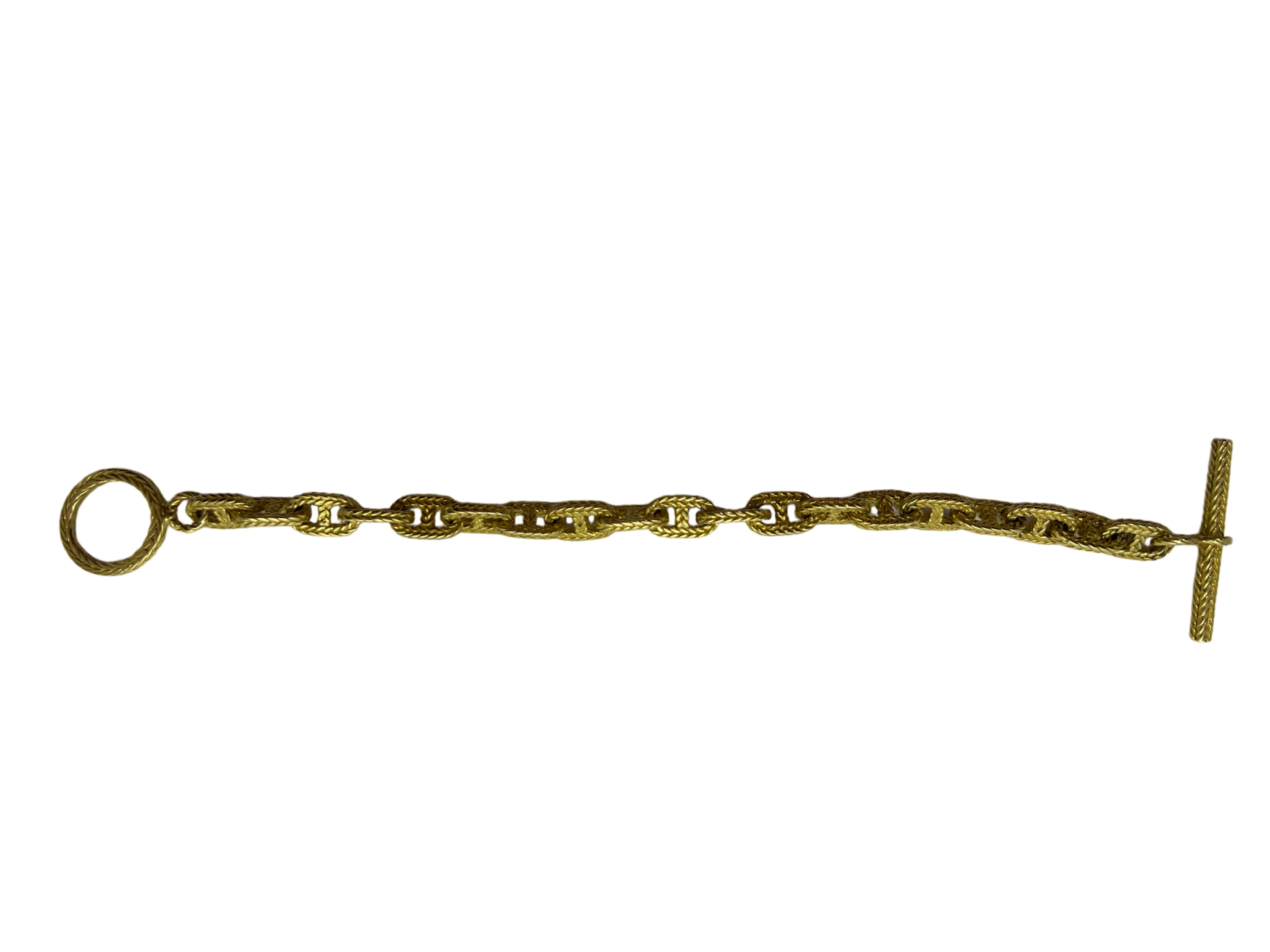 Bracelet en or jaune, 18 carats, maille Marine tressée - Authentique bijou vintage français