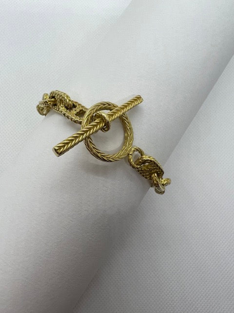 18k Yellow Gold Bracelet, Braided Marine Mesh - Authentic Vintage French Jewelry