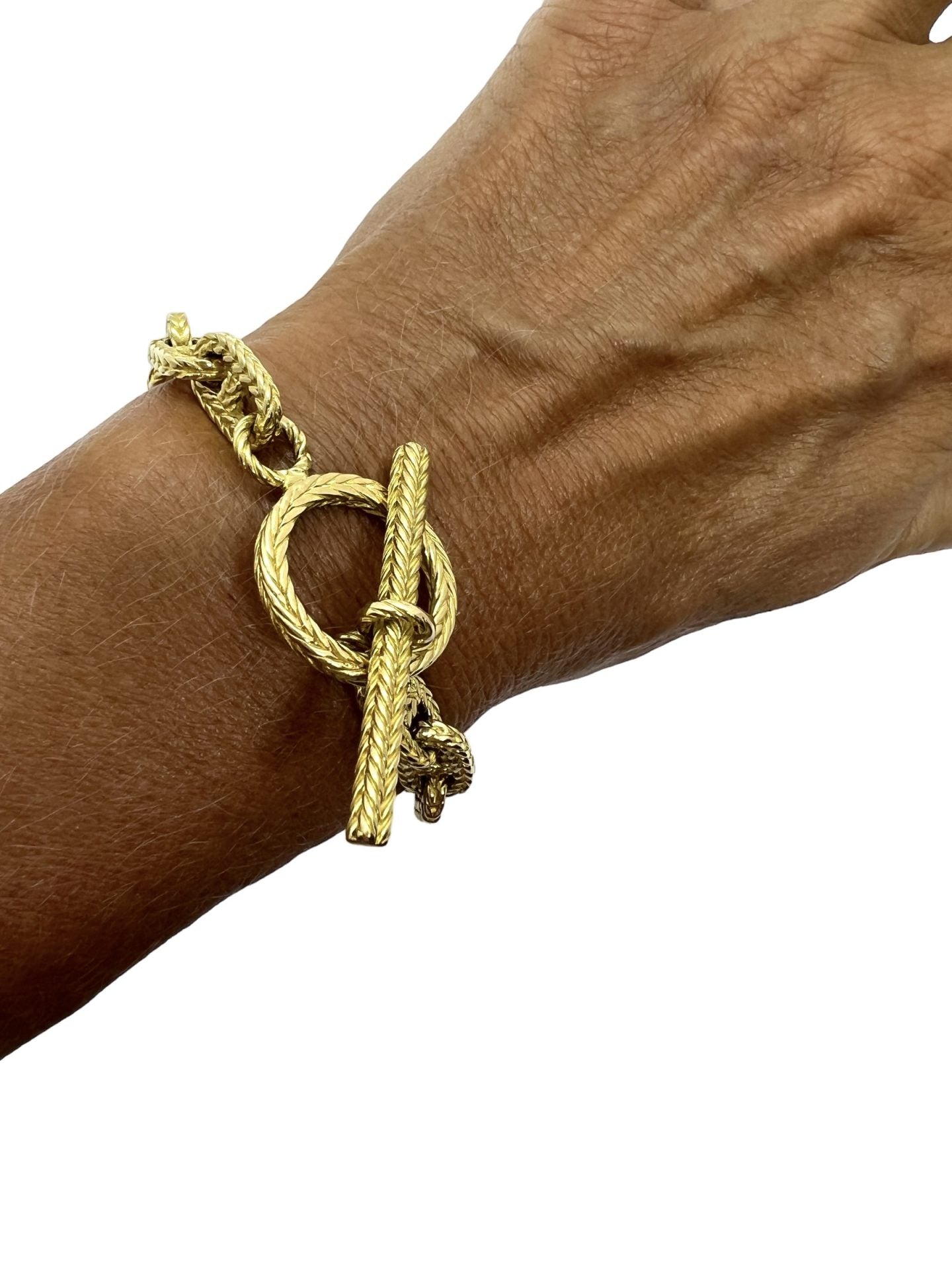 Bracelet en or jaune, 18 carats, maille Marine tressée - Authentique bijou vintage français