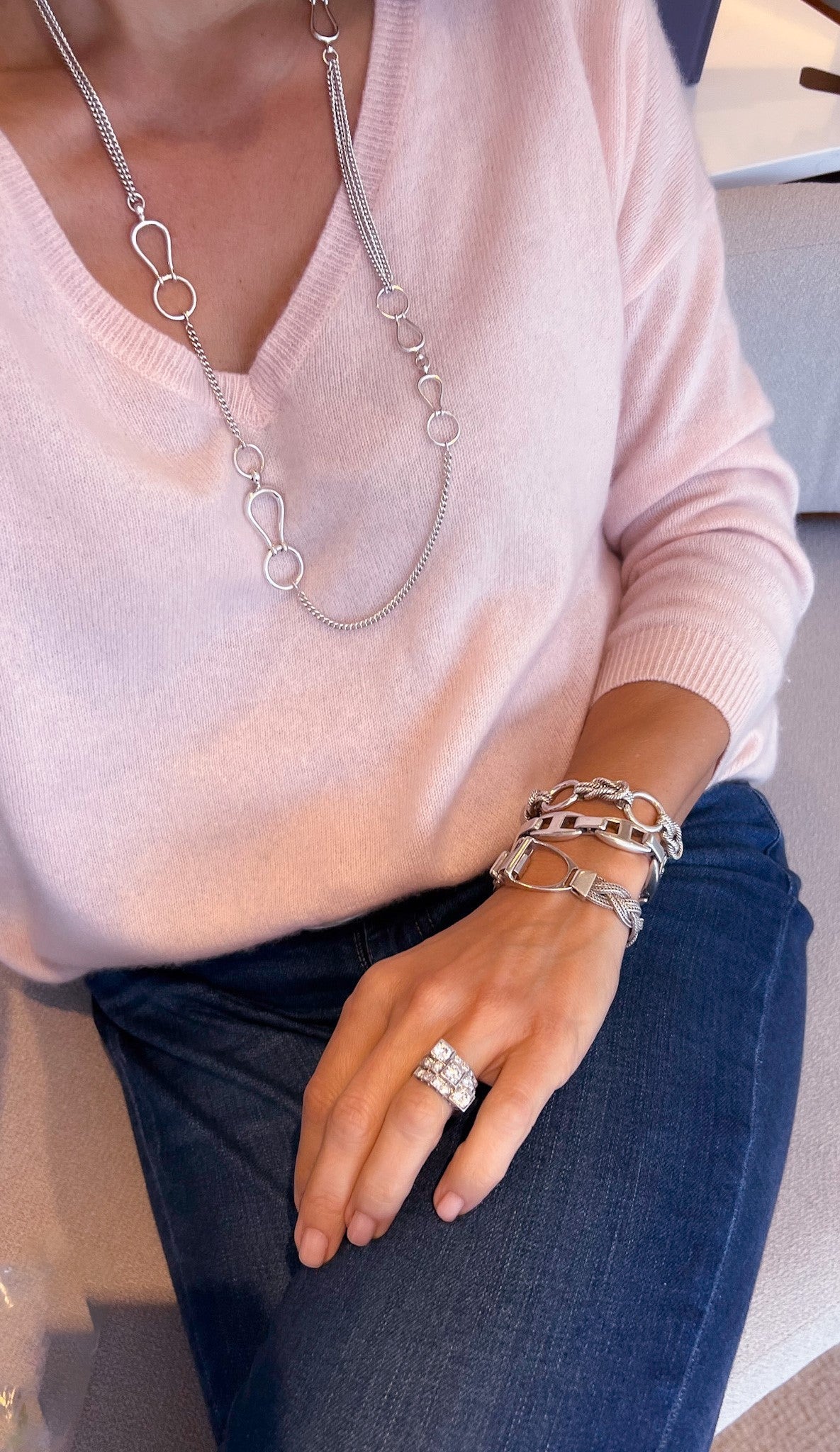 Hermès silver bracelet with stirrup clasp