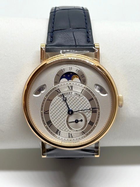 Breguet montre Breguet "Classique Moonphase" en or rose sur cuir noir full set - Maison Eloe