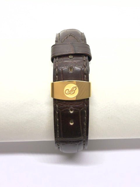 Breguet montre "Classique" seconde rétrograde, or jaune sur cuir marron - Maison Eloe