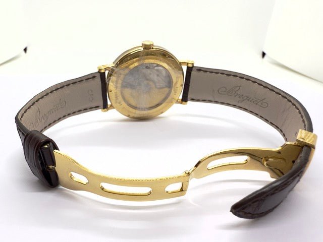 Breguet montre "Classique" seconde rétrograde, or jaune sur cuir marron - Maison Eloe