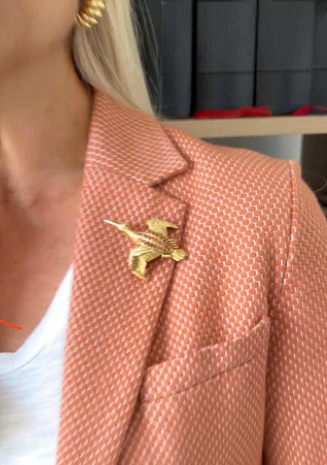 Hermes vintage, Bird brooch, Yellow gold Tourmaline