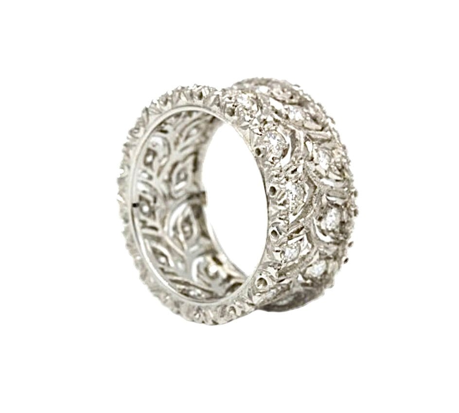 Buccellati bague "Eternelle Ramage" en or blanc et diamants - Maison Eloe