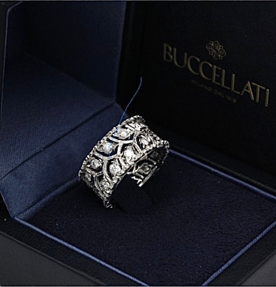Buccellati bague "Eternelle Ramage" en or blanc et diamants - Maison Eloe