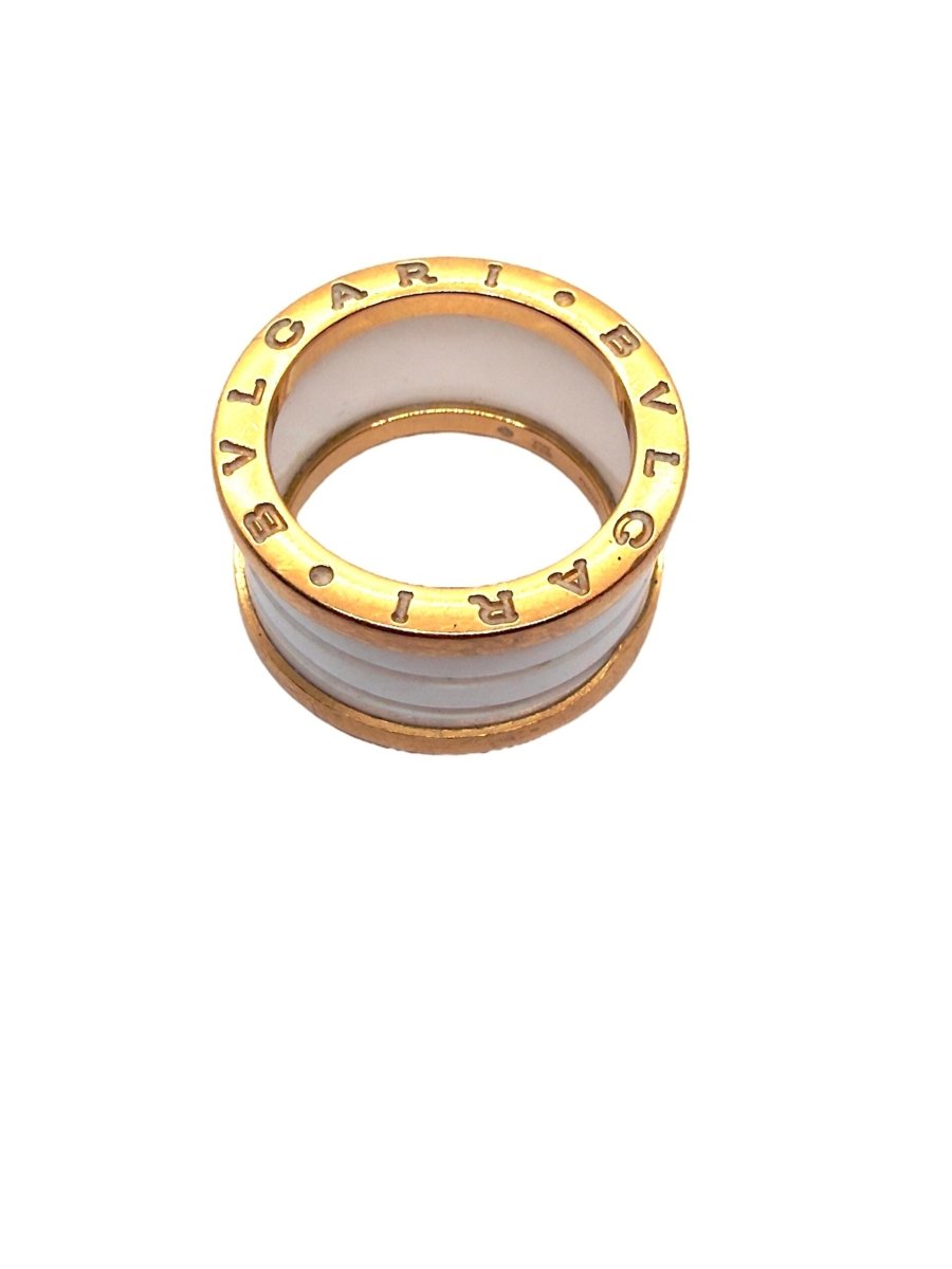 Bulgari bague B Zéro 1 or rose et céramique blanche - Maison Eloe