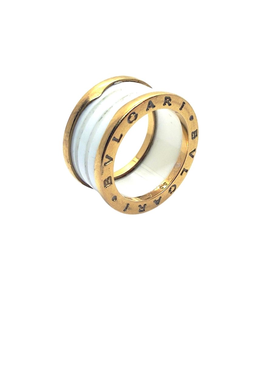 Bulgari bague B Zéro 1 or rose et céramique blanche - Maison Eloe