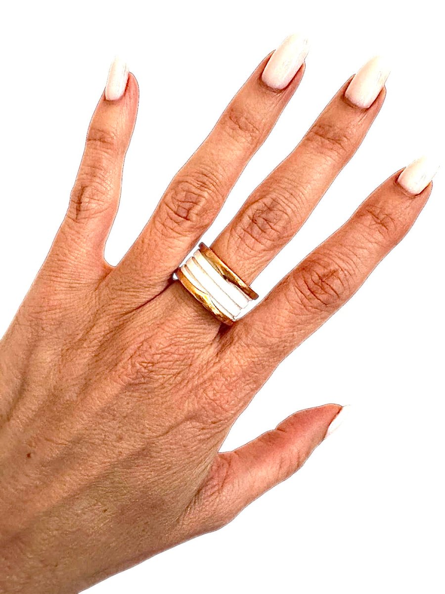 Bulgari bague B Zéro 1 or rose et céramique blanche - Maison Eloe