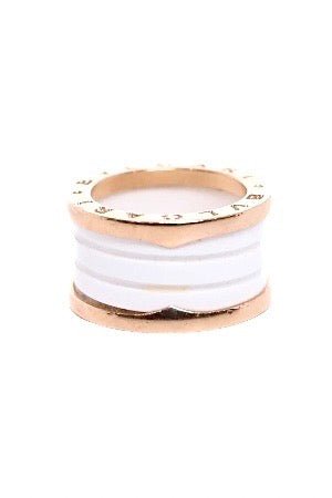 Bulgari bague B Zéro 1 or rose et céramique blanche - Maison Eloe