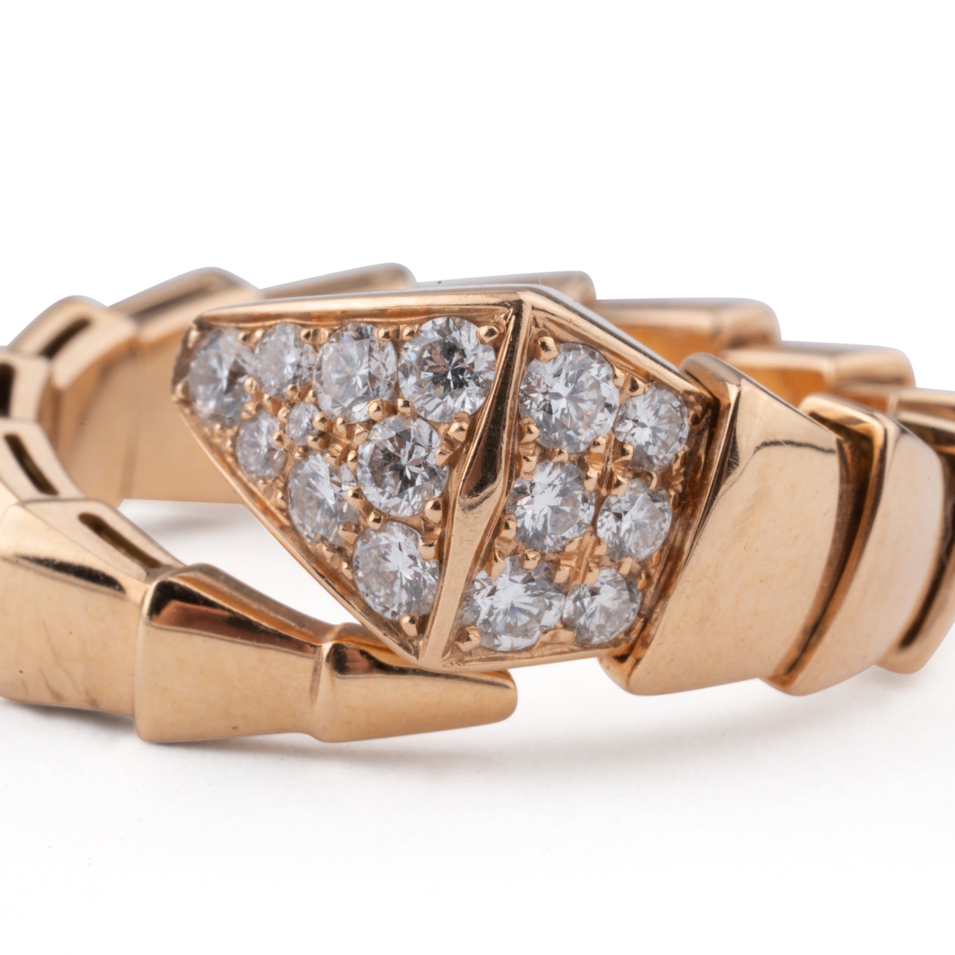 Bulgari, Serpenti ring, pink gold and diamonds