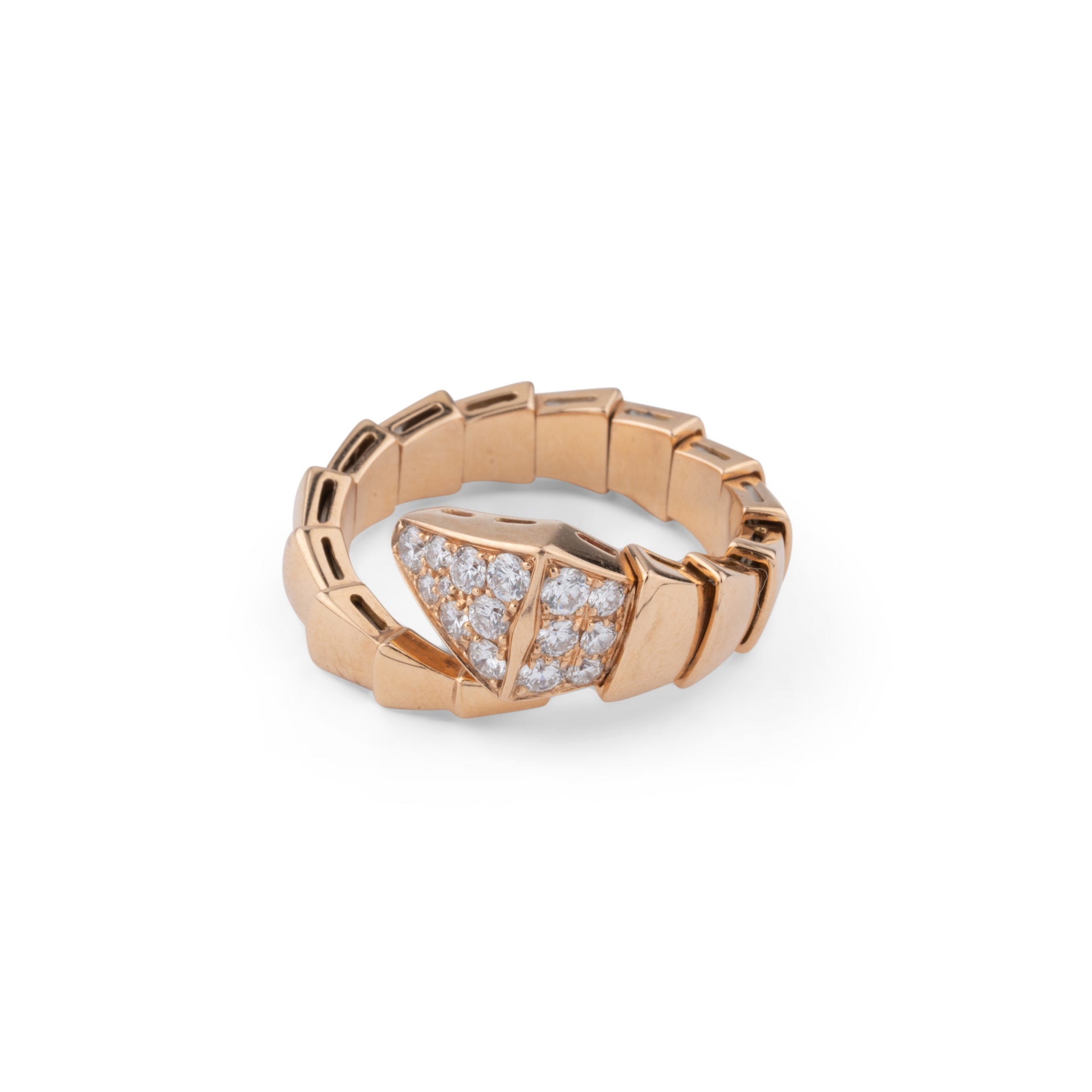 Bulgari, bague Serpenti, or rose et diamants