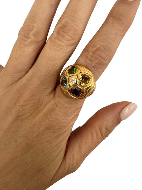 Bulgari, Bague Boule, Diamant, Pierres de couleurs Or jaune