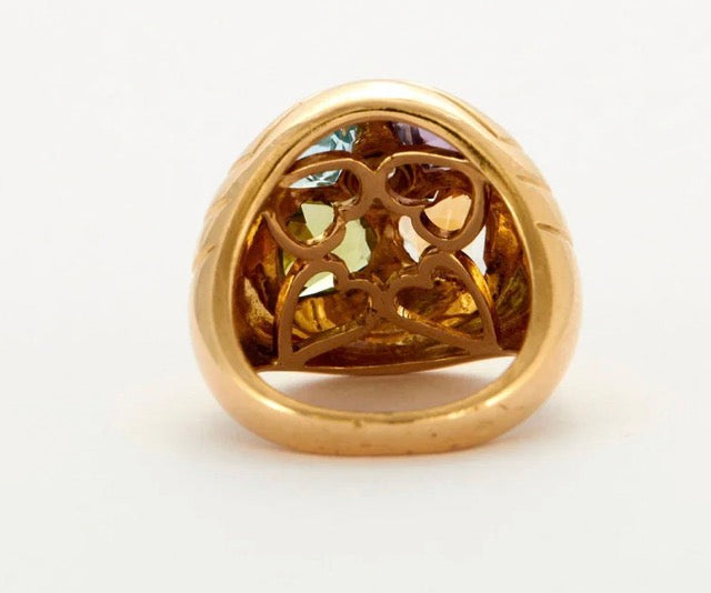 Bulgari, Boule Ring, Diamond, Colored Stones Yellow Gold