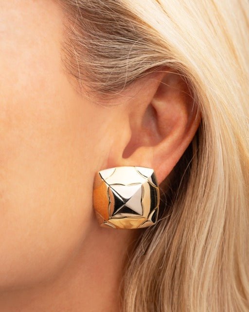 Bulgari boucles d'oreilles clips or jaune et or blanc - Maison Eloe