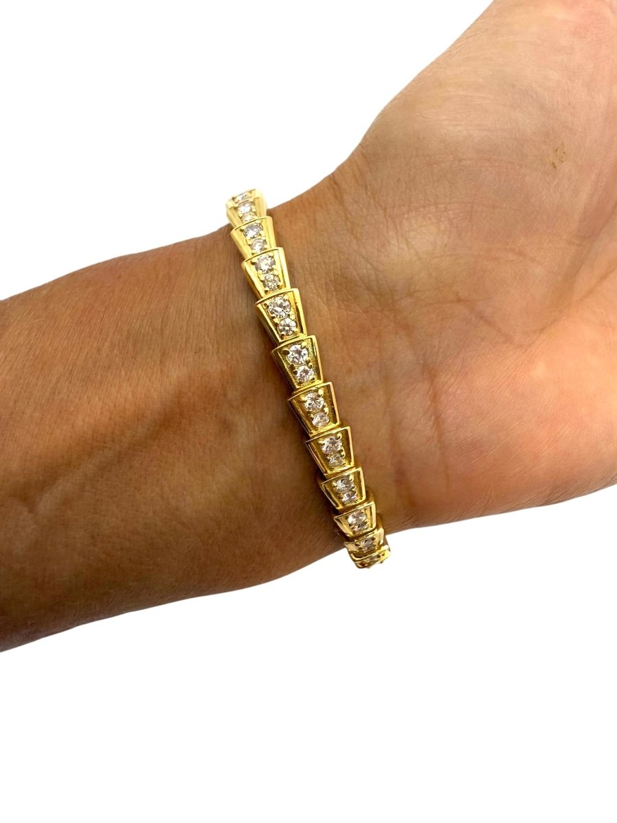 Bulgari, bracelet Serpenti Viper or jaune et diamants - Maison Eloe