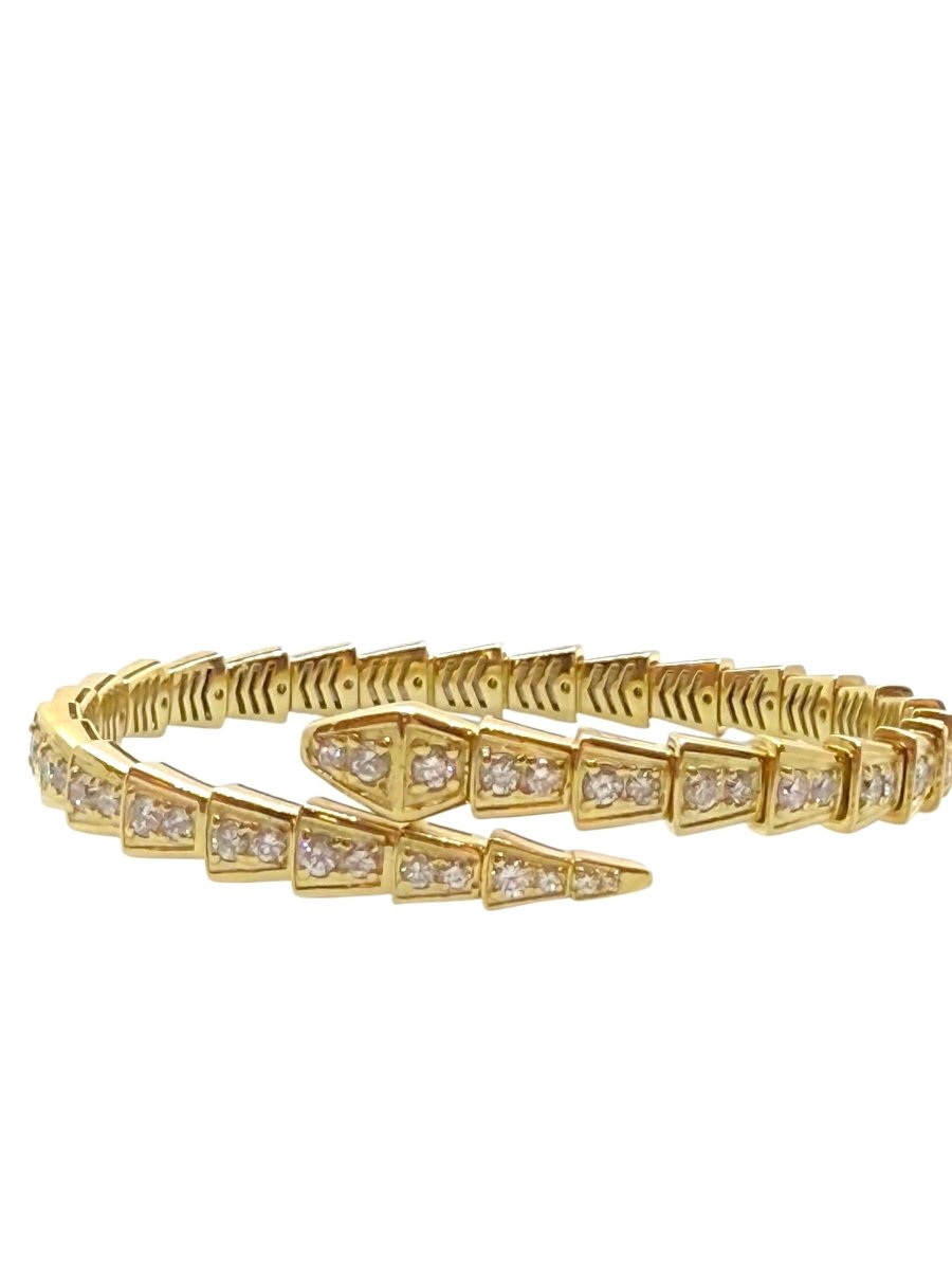 Bulgari, bracelet Serpenti Viper or jaune et diamants - Maison Eloe