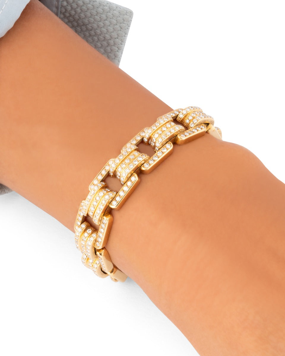 Bulgari bracelet vintage en or jaune 18 K et diamants