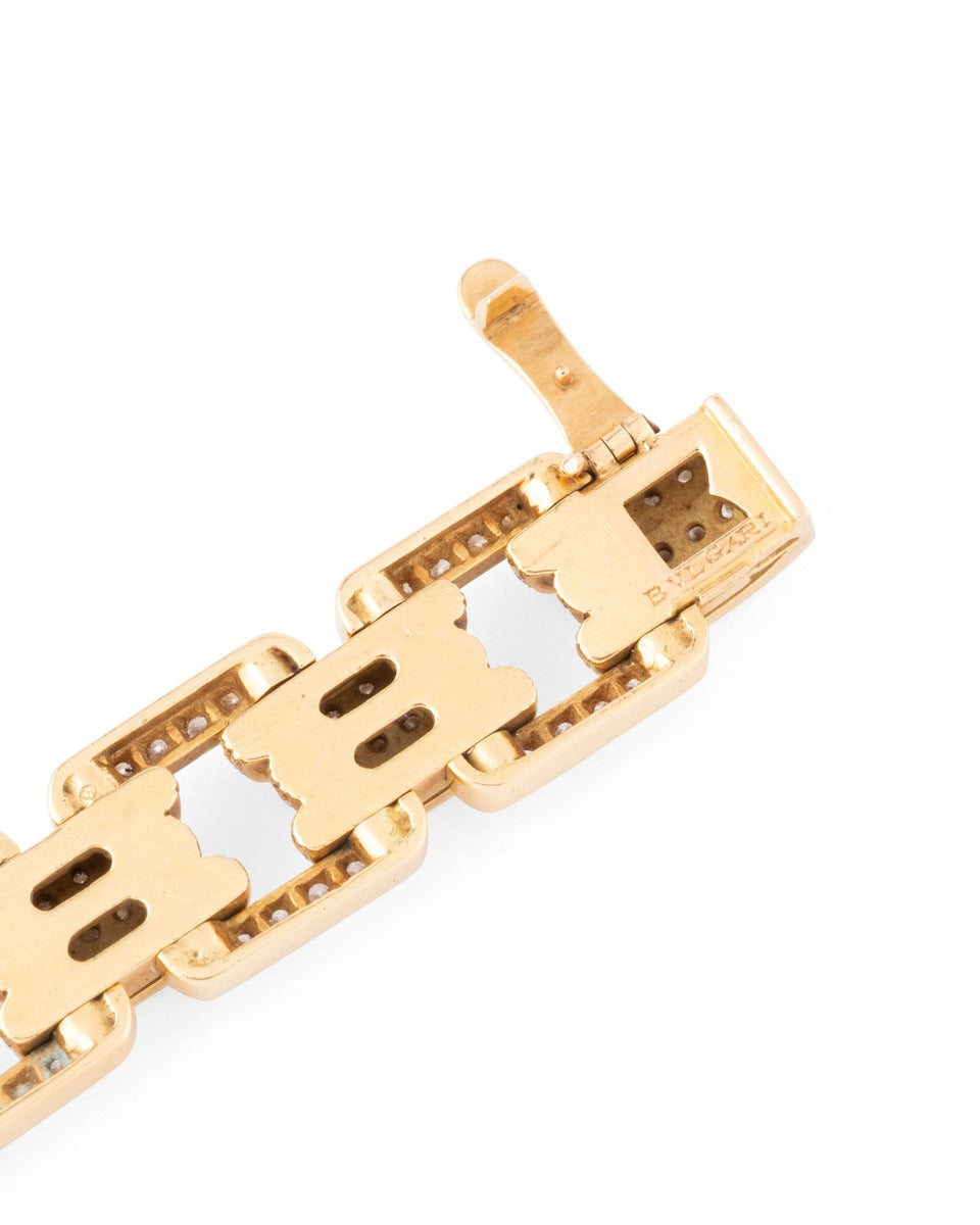 Bulgari bracelet vintage en or jaune 18 K et diamants